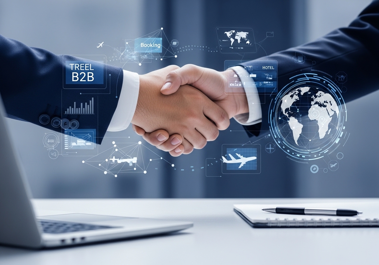 Business partners collaborating — FBN Travel B2B travel technology for agencies, DMCs, hotels and suppliers